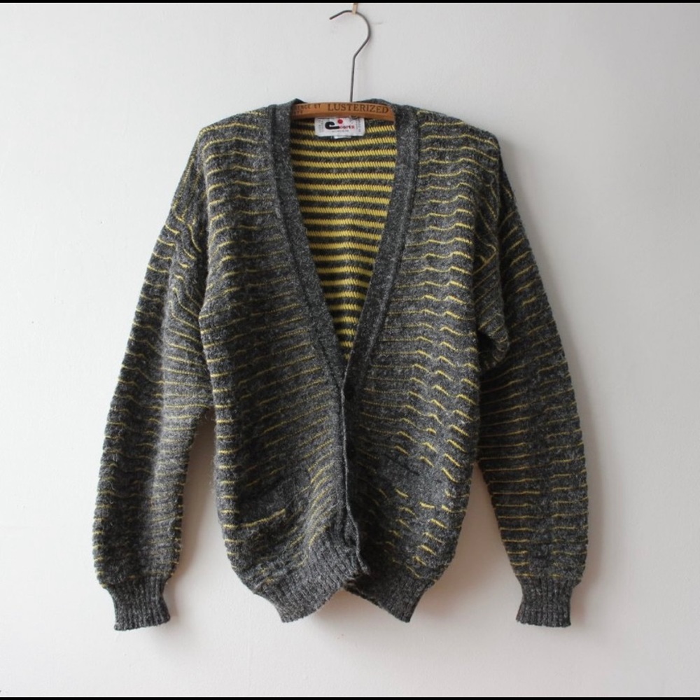 Vintage Cooper Striped  Wool Cardigan